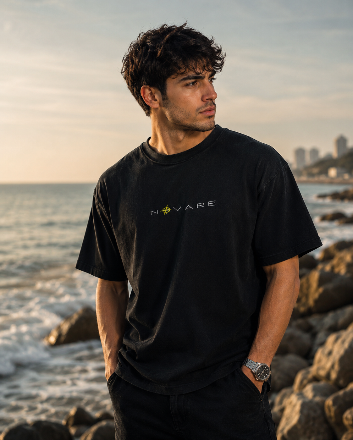 Novare "Defined by Movement" Boxy Tee — Vintage Onyx